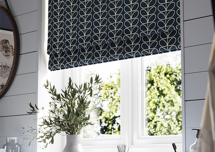 Orla Kiely Linear Stem, Navy Whale - Roman Blind - Image 5